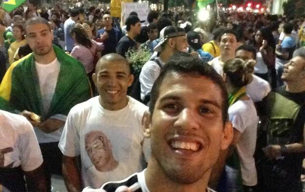 Nova Uniao legends Thales Leites, José Aldo & Léo Santos at the protest in Rio de Janeiro.