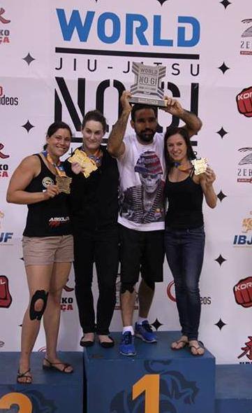 World Jiu-Jitsu No-Gi Championship 2013. Maromba Academia Australia woman's team took 3rd place trophy (from L-R: Shantelle Thompson, myself, Thiago Stefanutt, and Livia Gluchowska).