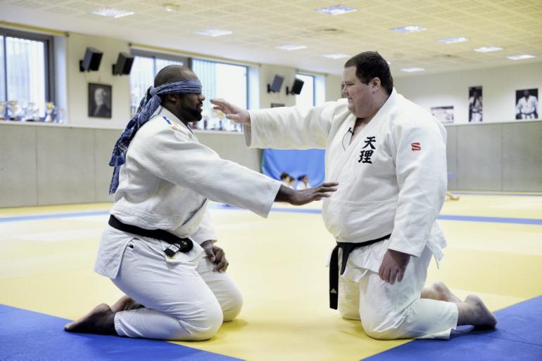 Olympic Judo Champion Teddy Riner Trains With Blind Paralympic Champion Julien Taurines