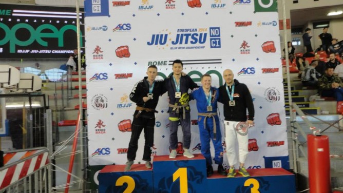 Marek talking silver at the 2014 Rome Open in brown belt adult