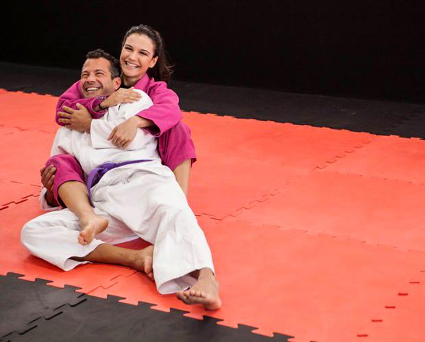 Kyra Gracie with her partner with whom she's having a baby