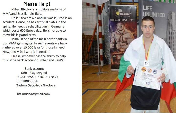 Young Bulgarian Grappler Paraplegic After Freak Accident Needs Our Help