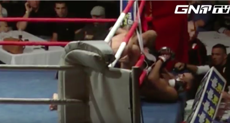 Fighter Uses Ring Rope To Tap Opponent with Triangle Choke