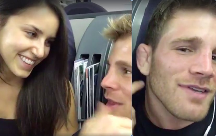 AJ Agazarm Uses Cauliflower To Flirt With Babe on Plane