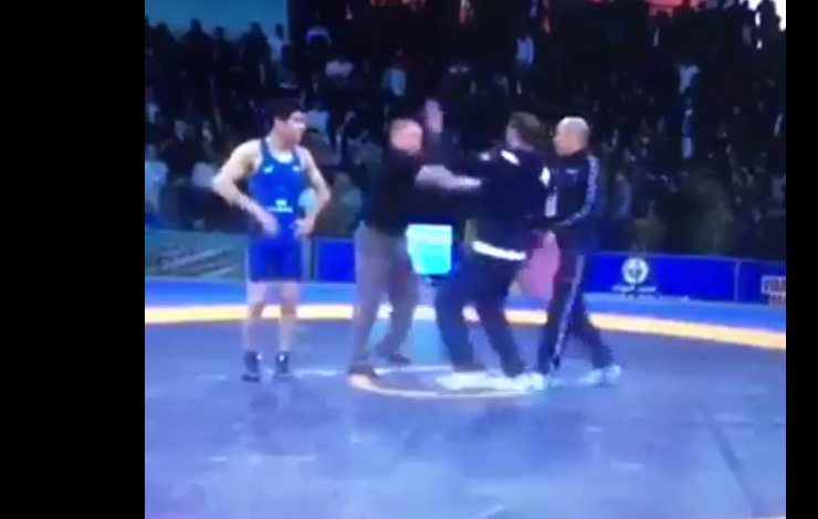 (Video)Referee Strikes Coach In Strange Altercation At Russian Wrestling Tournament