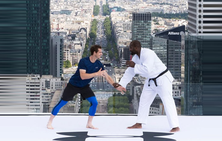 Tennis’ Andy Murray Gets First Judo Lesson On Building Top From Teddy Riner