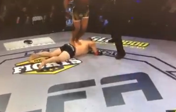 Fighter Jumps On Spine Of Knocked Out Opponent