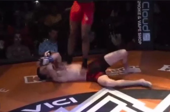 MMA Fighter Double Stomps Opponent WWE Style,Fight Ends in No Contest