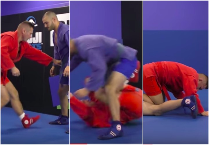 Sambo For BJJ: Surprise Belt Grip Rollover to Belly Down Ankle Lock