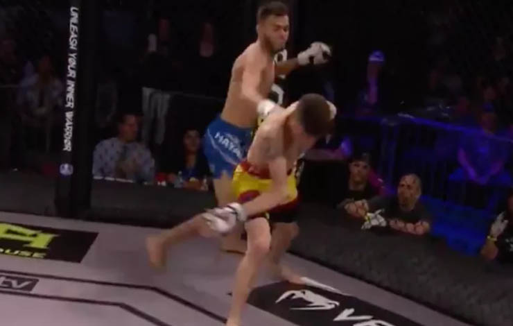 Case Of Verbal Tap Gone Wrong: (Video) Fighter Breaks Elbow, Gets Head Kicked while trying to Tap