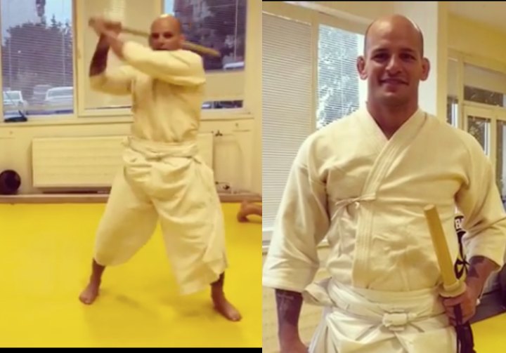 Xande Ribeiro Puts on a White Belt & Tries Out Aikido Weapons Training