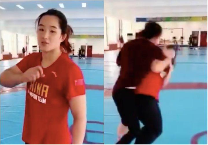 Chinese Female Wrestler Shows The Effectiveness Of Wrestling For Self Defense