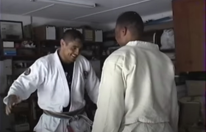 Rolling with Rickson Gracie in his Garage