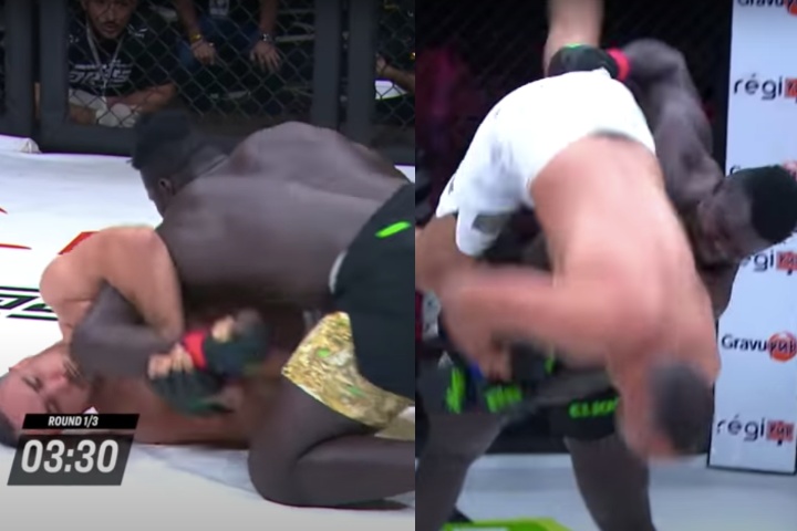 Senegalese Wrestler Counters Kimura Attempt with Power Bomb Slam