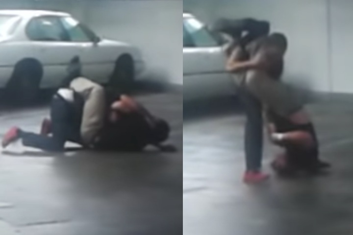 Guy Gets Handled by Brazilian Jiu-Jitsu Practitioner in Parking Lot
