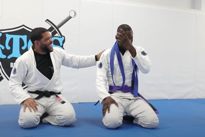 UFC Champ Israel Adesanya Gets Teary-Eyed During Promotion to Purple Belt in BJJ
