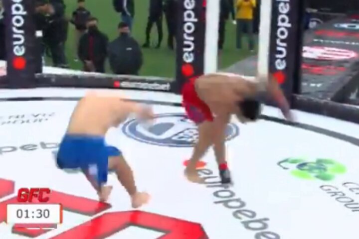 Watch: Fighters Slip All Over The Octagon at Rainy Outdoor Matches