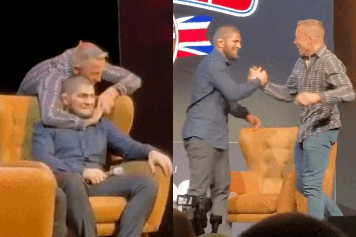 GSP Sneaks Up On Khabib, “Chokes Him Out” at the Arnold Sports Festival