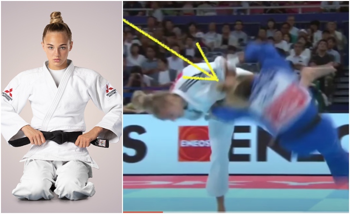 Judoka Daria Bilodid Wins with Osoto Gari Pulling Opponent’s Hair