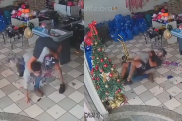 Not All Heroes Wear a Gi: Guy Takes Down Robber, Puts Him Into Rear Naked Choke