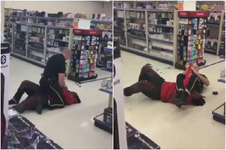 Police Officer Uses Armbar Against Suspect, Attempting To Handcuff Him