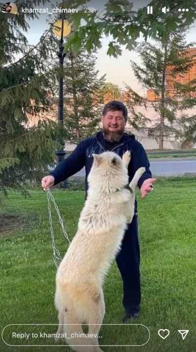 Kadyrov playing with his dog