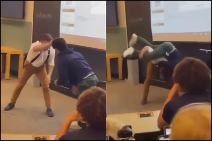Student Challenges University Professor To Wrestling Match – Gets Thrown
