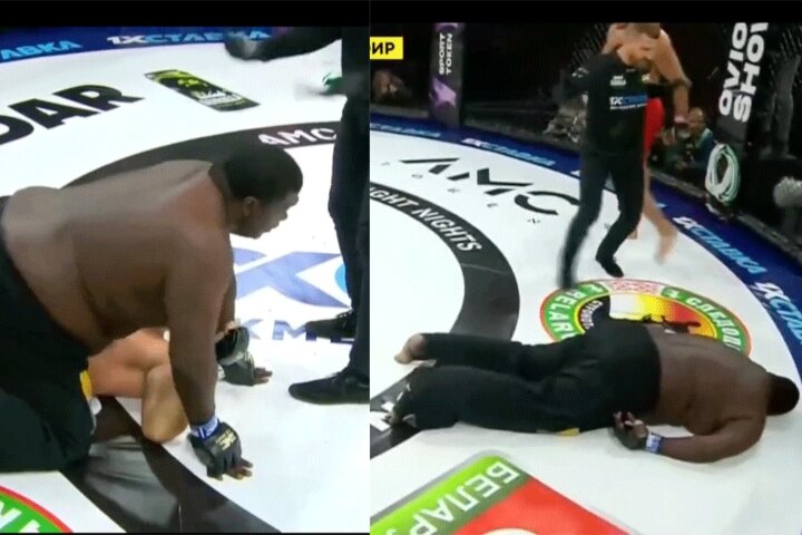 [Watch] Fighter Goes For A Submission & Referee Stands Him Up – Gets KO’d Seconds Later
