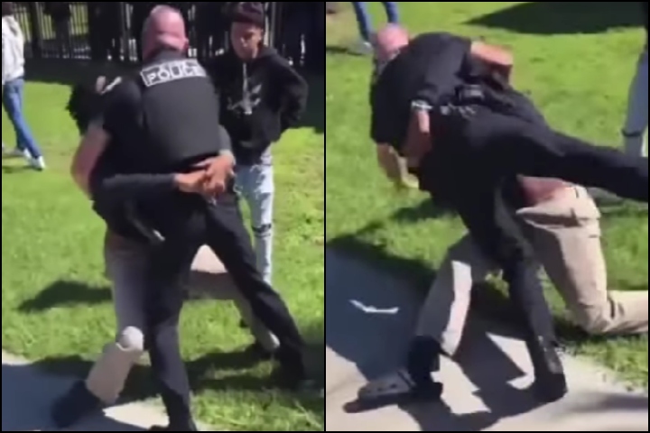 [Watch] Highschool Kid Takes Down Police Officer With Body Lock Takedown