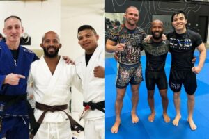 Demetrious Johnson with BJJ brown belt and with Garry Tonon