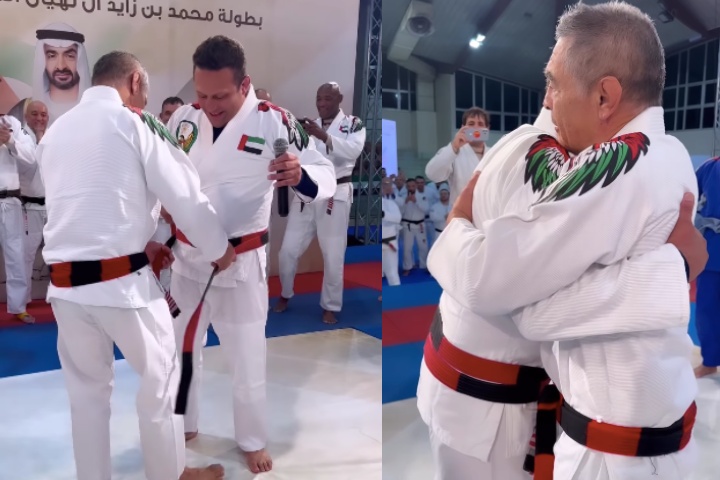 Renzo Gracie Promoted to Coral Belt by Rickson Gracie