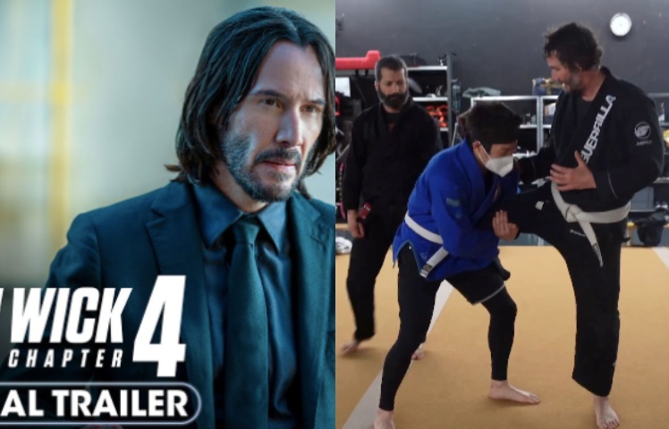 Dave Camarillo Teaches Keanu Reeves A Flying Triangle Choke on Set of John Wick 4
