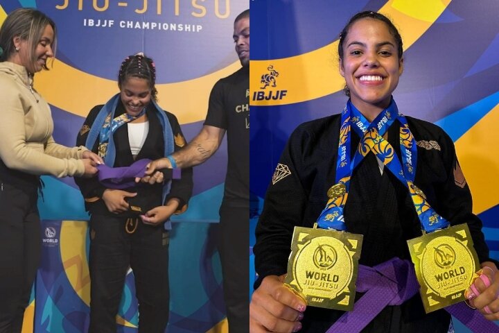 Sarah Galvão Promoted To Purple Belt After Winning Double Gold At IBJJF Worlds