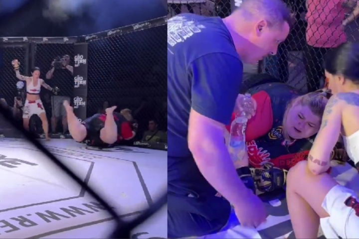 [WATCH] Female MMA Fighter Knocks Herself Out – By Falling Face First Into Cage